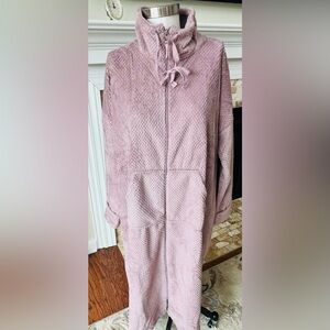 Stan Herman 🆕 Plus Size 2X Dimple Plush Cowl-neck Zip Robe Lilac